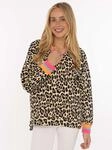 Zwillingsherz Sweatshirt ""Leo Allover Neon Kante"", mit trendiger Leo-Optik,