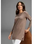 Longpullover LAURA SCOTT, Damen, Gr. 42, braun (hellbraun melange), Feinstrick,