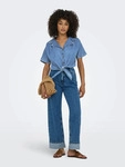 Jeansbluse ONLY "ONLPAULA S/S TIE SHIRT DNM AKM", Damen, Gr. XS, blau (medium...