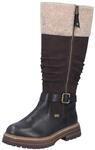 Winterstiefel RIEKER, Damen, Gr. 37, XL-Schaft, dunkelbraun, schwarz, beige, Filz,