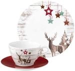 Seltmann Weiden Geschirr-Set "Milchkaffeeservice Life Christmas 18er Set wei&szlig;-braun"
