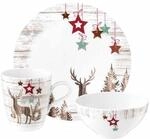 Seltmann Weiden Geschirr-Set "Fr&uuml;hst&uuml;cks-Set Life Christmas 18er Set wei&szlig;-braun"
