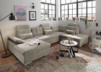 ED EXCITING DESIGN Wohnlandschaft "Jakarta U-Form mit Bettfunktion, Bettkasten"