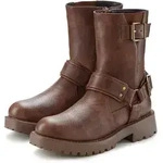 Bikerboots LASCANA, Damen, Gr. 38, braun, Obermaterial: 100% Lederimitat. Decksohle: