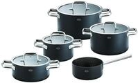 R&Ouml;SLE Topf-Set "EBONIC 9-tlg. Topfset, ProNero" Set, 3 Kocht&ouml;pfe mit Deckel, 1