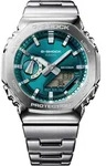 Chronograph CASIO G-SHOCK, edelstahlfarben, petrol, Armbanduhren, Herren,