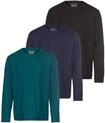 Mans World Langarmshirt "neue Farbe " 3er-Pack, Langarm, unifarben, aus Baumwolle, im