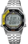 Digitaluhr SEIKO, silber (silberfarben, gelb), Armbanduhren, Herren, Digitaluhr,