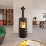 Haas + Sohn Kaminofen "SOLIDO Stahl, tief-schwarz, mit Kochplatte, mit Holzfach...