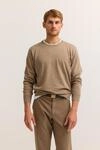 Rundhalspullover BUGATTI "Regular Fit", Herren, Gr. L, beige (50, beige), Strick,