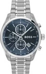 Chronograph BOSS "GRAND PRIX 44", silber (silberfarben, blau), Armbanduhren, Herren,