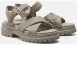 Sandale TIMBERLAND "London Vibe CROSS STRAP SANDAL", Damen, Gr. 39 (8), grau (lt tpe