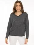 Zwillingsherz ""Positive Mind"", ausgefranster V-Ausschnitt, Used Look, Langarm,