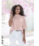 Kurzarmshirt LASCANA "mit Stehkragen", Damen, Gr. 44/46, rosa (ros&eacute;), Cr&ecirc;pe,