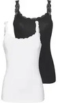 Unterhemd LASCANA, Damen, Gr. 44/46, N-Gr, schwarz-wei&szlig; (wei&szlig;, schwarz),...