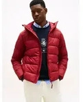 Steppjacke TOMMY HILFIGER "MID WEIGHT HOODED JACKET", Herren, Gr. S, rot (regatta