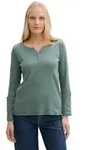 Henleyshirt TOM TAILOR, Damen, Gr. XS (34), gr&uuml;n (sanftes wei&szlig; gr&uuml;n small stripe),
