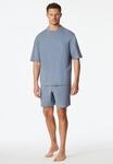 Shorty SCHIESSER "Modern Nightwear", Herren, Gr. 50, 808, blau, Single Jersey,