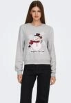 Weihnachtssweatshirt ONLY "ONLYDA XMAS L/S O-NECK BOX SWT", Damen, Gr. M, light grau