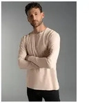 Longsleeve TRIGEMA "TRIGEMA Langarmshirt mit Knopfleiste", Herren, Gr. M, beige