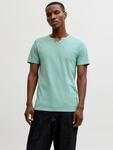 T-Shirt JACK & JONES "JJESPLIT NECK TEE SS NOOS", Herren, Gr. L, mineral blau,