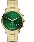 Chronograph FOSSIL "Neutra", gelbgoldfarben, gr&uuml;n, Armbanduhren, Herren,