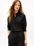 Hemdbluse TOMMY HILFIGER "ESS POPLIN REGULAR SHIRT", Damen, Gr. 34, schwarz, Web,