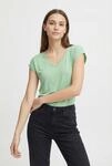 Kurzarmshirt PIECES "PCKAMALA TEE NOOS BC", Damen, Gr. L, sprucestone, Single Jersey,