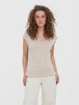 V-Shirt VERO MODA "VMFILLI SS V-NECK TEE GA NOOS", Damen, Gr. XS, beige (silber