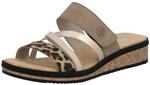 Pantolette RIEKER, Damen, Gr. 36, beige, leo, goldfarben, Lederimitat, mehrfarbig,