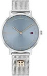 Quarzuhr TOMMY HILFIGER "TEA", silber (silberfarben, hellblau), Armbanduhren, Damen,