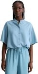 Kurzarmbluse MARC O'POLO DENIM "aus TENCEL&trade; Lyocell", Damen, Gr. XS, blau dawn,