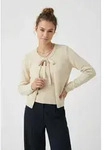 Strickjacke ONLY "ONLJESSIE LS ONE STRING CARDIGA KNT", Damen, Gr. S, beige...