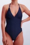 Badeanzug JOOP "Cortina", Damen, Gr. 34, N-Gr, blau (navy aop), Microfaser,