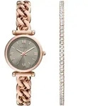 Quarzuhr FOSSIL "CARLIE MINI", gold (ros&eacute;goldfarben, grau), Armbanduhren,...