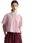 Kurzarmbluse MARC O'POLO DENIM "aus Papertouch Popeline", Damen, Gr. S, light pink,