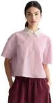 Kurzarmbluse MARC O'POLO DENIM "aus Papertouch Popeline", Damen, Gr. S, light pink,