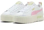 Sneaker PUMA "MAYZE LTH JR", Jungen, Gr. 37, puma wei&szlig;, pink shimmer, Leder,
