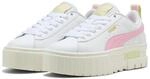 Sneaker PUMA "MAYZE LTH JR", Jungen, Gr. 37, puma wei&szlig;, pink shimmer, Leder,