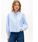 Langarmbluse TOMMY HILFIGER "OXFORD CROP RUFFLE LS SHIRT", Damen, Gr. 38, mid...