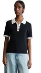 Poloshirt MARC O'POLO DENIM "aus reiner Bio-Baumwolle", Damen, Gr. XXS, dunkelblau,