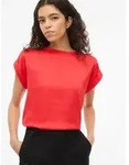 Kurzarmshirt VILA "VIELLETTE S/S SATIN TOP - NOOS", Damen, Gr. 42, rot...