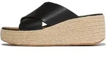 Pantolette FITFLOP "PLATFFORMS ESPADRILLE LEATHER WEDGE CROSS SLIDES", Damen,...