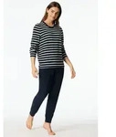 Schlafanzug SCHIESSER "Casual Essentials", Damen, Gr. 50, blau (nachtblau),...