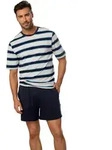 Pyjama H.I.S, Herren, Gr. 56/58 (XL), bunt (navy, beige, navy, hellblau, gestreift),