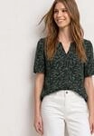 STREET ONE Kurzarmbluse Sommerbluse mit floralem Muster/Kurzarm mit feiner Raffung