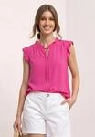 STREET ONE Shirtbluse Sommertop - Split Neck mit R&uuml;schen und B&auml;ndern