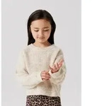 Strickpullover NAME IT "NKFHOLLY LS BOXY SHORT KNIT NOOS", Kinder, Gr. 122/128, pure