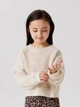 Strickpullover NAME IT "NKFHOLLY LS BOXY SHORT KNIT NOOS", Kinder, Gr. 122/128, pure