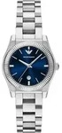 Quarzuhr EMPORIO ARMANI, edelstahlfarben, blau, Armbanduhren, Damen, Quarzuhr,